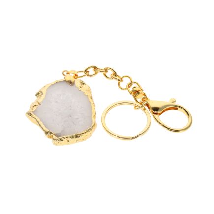 Natural Agate Slice Keyring with Gold Edge