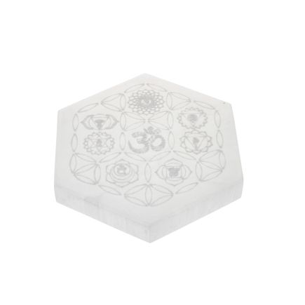 Selenite Hexagon Slice Chakra OM