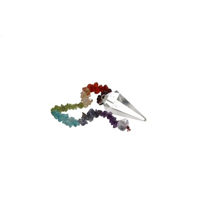 Quartz Faceted Cone Chakra Chain Pendulum