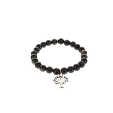 Obsidian Tree of Life 8mm Bead Bracelet