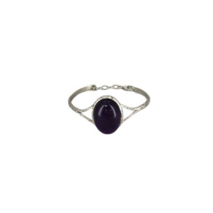 Amethyst Silver Adjustable Bangle