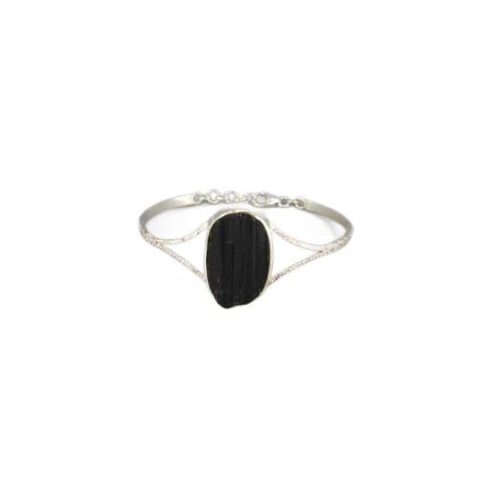 Tourmaline Silver Adjustable Bangle