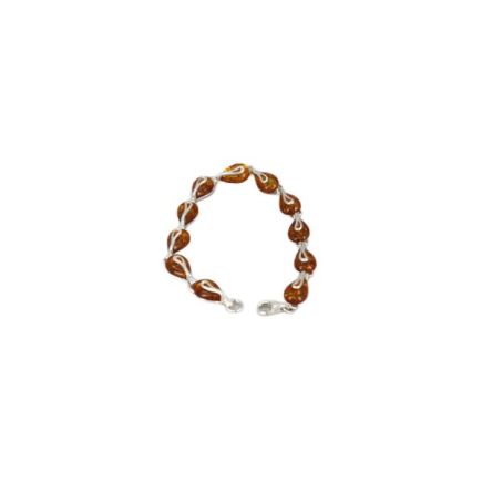 Amber Teardrop Silver Bracelet