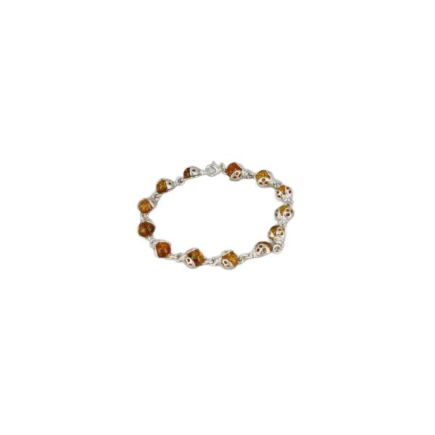 Amber Ladybird Silver Bracelet