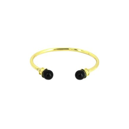 Obsidian Brass Bangle