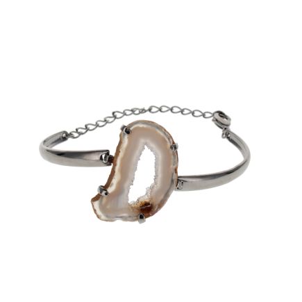 Agate Drusy Bracelet Black Metal Plated