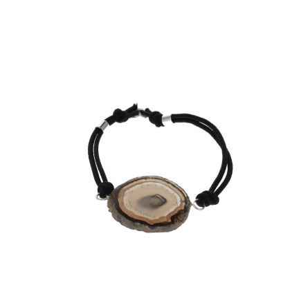 Natural Agate Slice Cord Slider Bracelet
