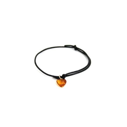 Amber Heart Leather Bracelet