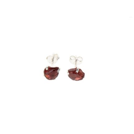 Garnet Silver Stud Earrings