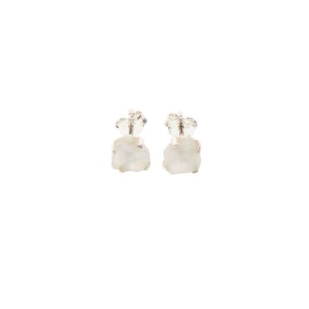 Rainbow Moonstone Sterling Silver Stud Earrings