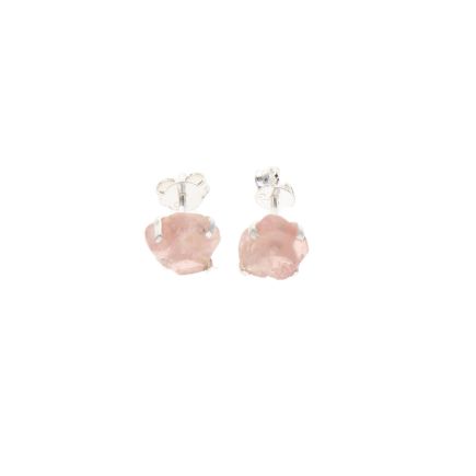 Rose Quartz Silver Stud Earrings