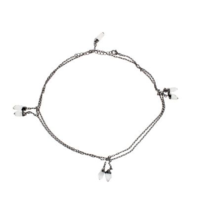 Quartz Rough 7 Points Necklace Black Plated