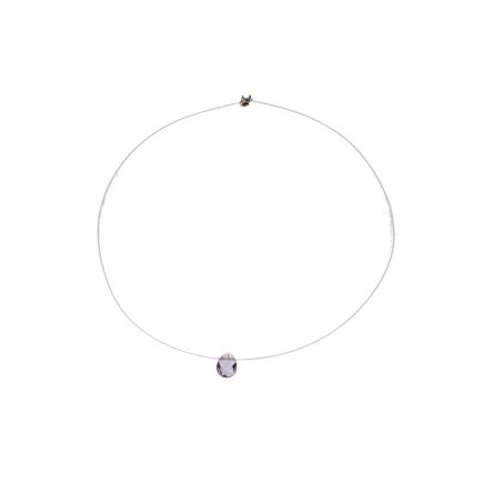 Amethyst Facetted Tear Drop Wire Necklace