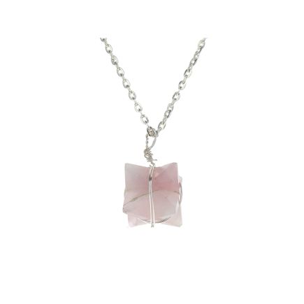 Rose Quartz Merkaba Wire Wrap Pendant