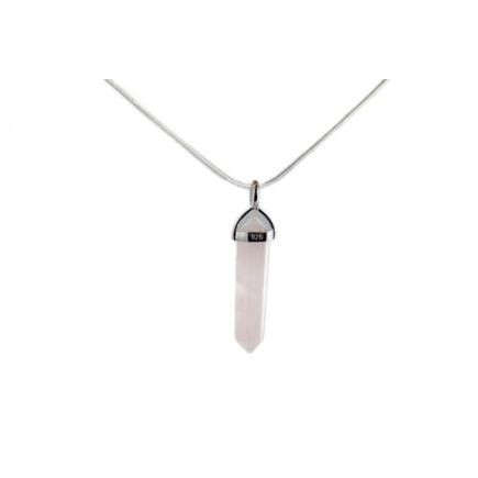 Rose Quartz Double Point Silver Pendant