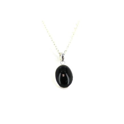 Onyx Oval Cabochon Silver Pendant