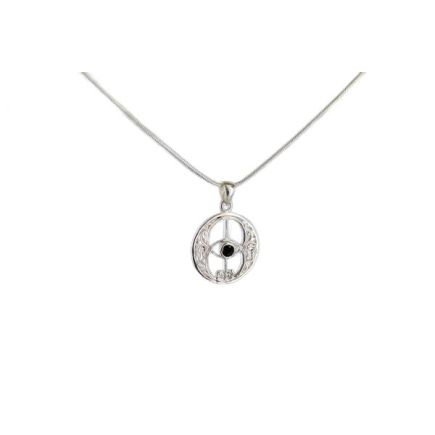 Obsidian Chalice Well Silver Pendant