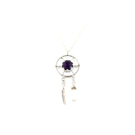 Amethyst Dream Catcher Silver Pendant
