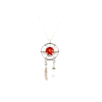 Carnelian Dream Catcher Silver Pendant