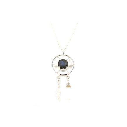 Labradorite Dream Catcher Silver Pendant