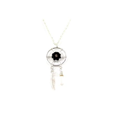 Obsidian Dream Catcher Silver Pendant