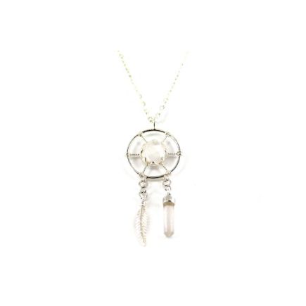 Rainbow Moonstone Dream Catcher Pendant