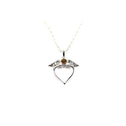 Citrine Dove Heart Silver Pendant