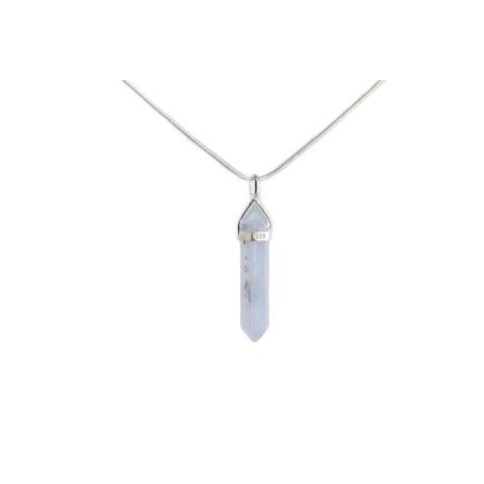 Agate Blue Lace Double Point Pendant