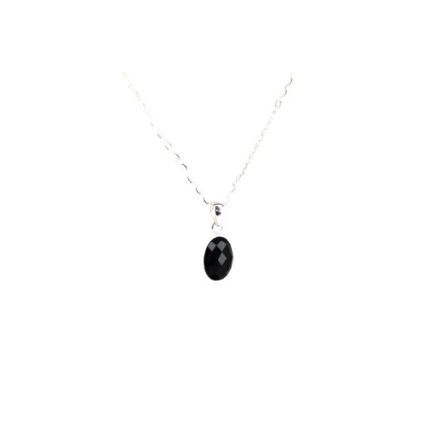 Onyx Faceted Oval Silver Pendant