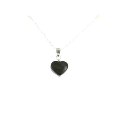 Golden Sheen Obsidian Heart Silver Pendant