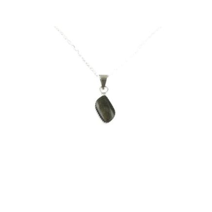 Gold Sheen Obsidian Leaf Silver Pendant