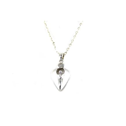 Rainbow Moonstone Moon Godess Silver Charm Pendant