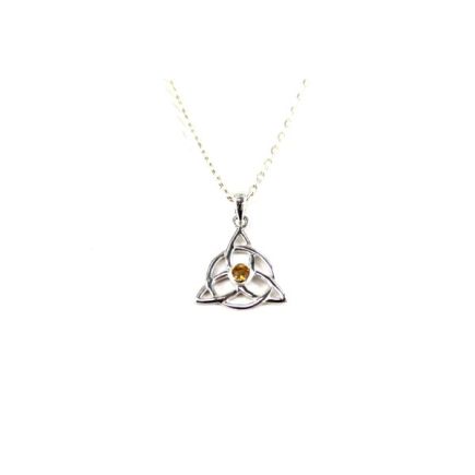 Citrine Triquetra Silver Pendant