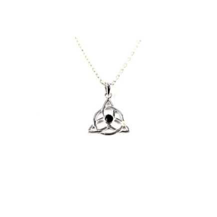 Obsidian Silver Triquetra Pendant