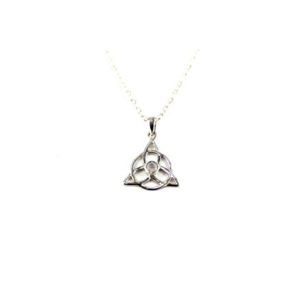 Rainbow Moonstone Triquetra Silver Pendant