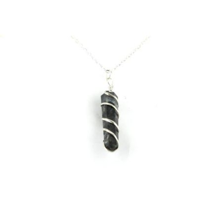Larvikite Double Point Spiral Pendant