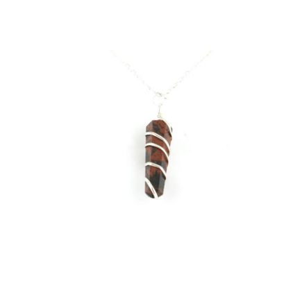 Mahogany Obsidian Double Point Spiral Pendant