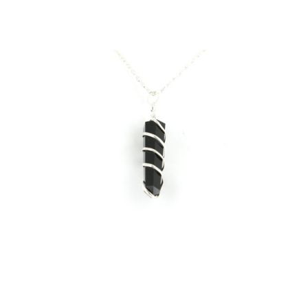 Obsidian Double Point Spiral Pendant