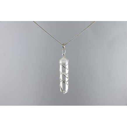 Quartz Double Point Spiral Pendant