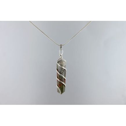 Unakite Double Point Spiral Pendant