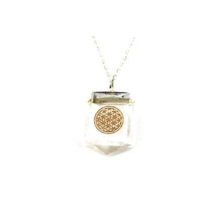 Quartz Flower Of Life Tongue Pendant