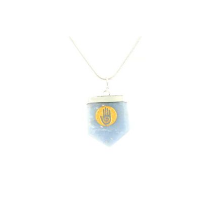 Angelite Healing Hand Tongue Pendant
