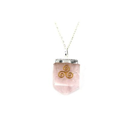 Rose Quartz Triskele Tongue Pendant