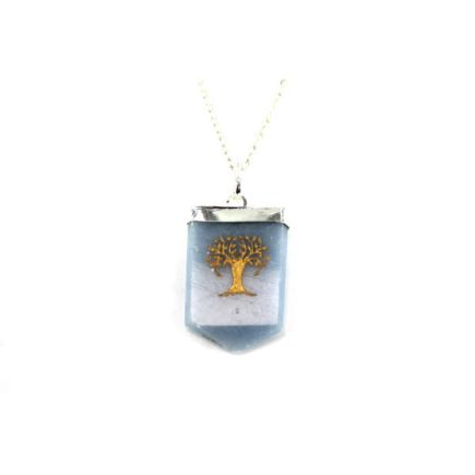 Angelite Tree Of Life Tongue Pendant