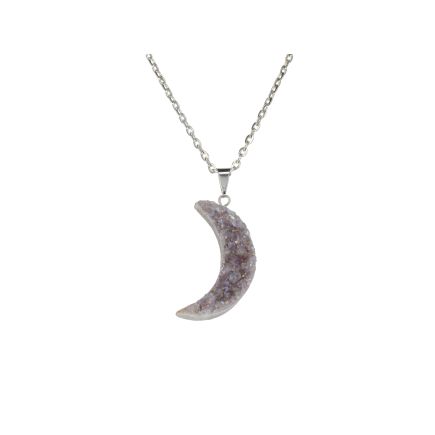 Amethyst Aura Crescent Moon Pendant
