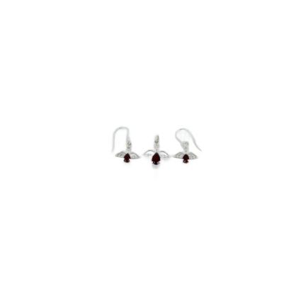 Garnet Angel Silver Charm Set