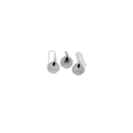Garnet Lotus Flower 925 Set