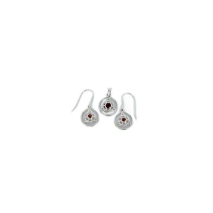 Garnet Triquetra Silver Charm Set