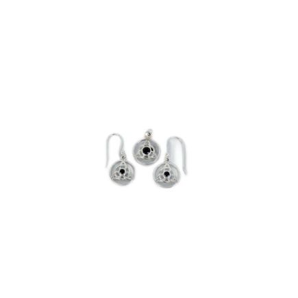 Obsidian Triquetra Silver Charm Set