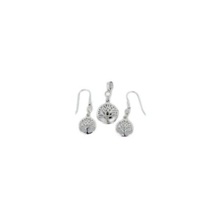 Rainbow Moonstone Tree of Life Silver Charm Set